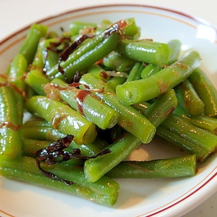 胡麻油香る　いんげん豆の塩昆布おかか和え♬